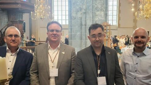 Willem Eckhardt, Sales Manager Wärtsilä Netherlands; Claas Vis, Chief Technical Officer at MF Shipping Group; Johan Friberg, Fleet Manager at Erik Thun Group; and René de Vries, General Manager Sales, Wärtsilä Marine Benelux.